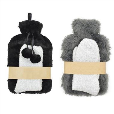 Set regalo con borsa dell'acqua calda in peluche